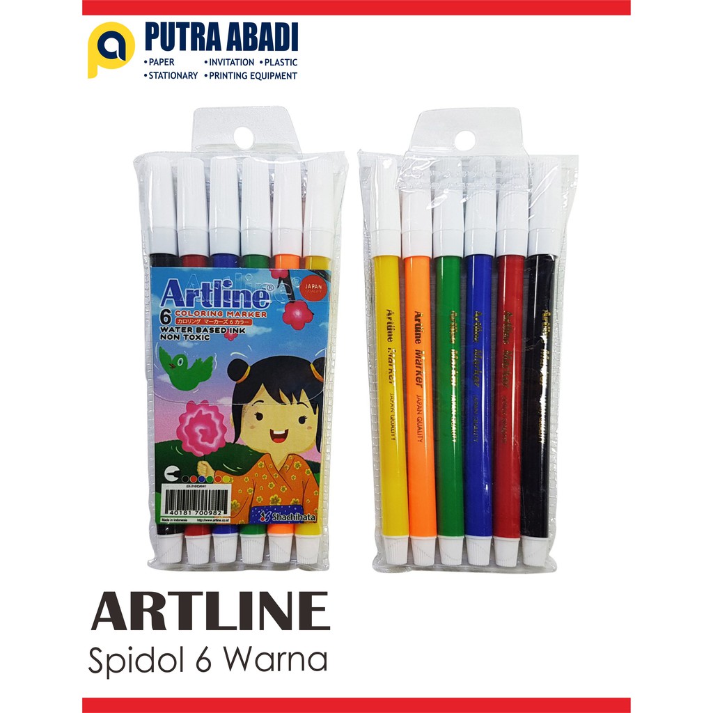 

Spidol Los Warna Artline 12 Warna 6 Warna Merah Hitam Biru