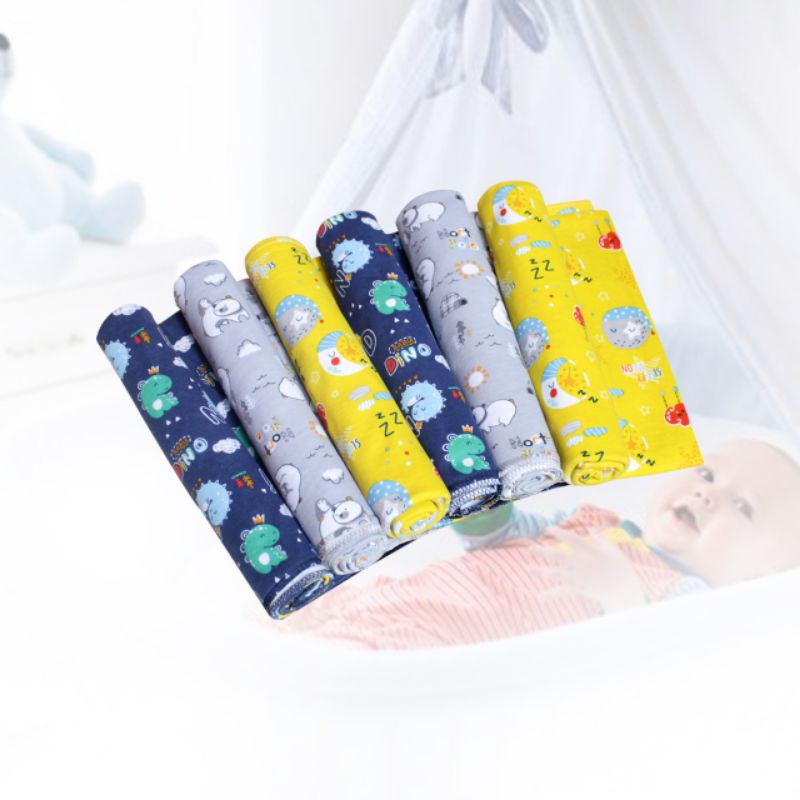 VINATA-6PCS BEDONG BAYI JUMBO 125x90 MOTIF FULL PRINT- BEDONGAN BAYI BAHAN KAOS HALUS SIZE 125x90