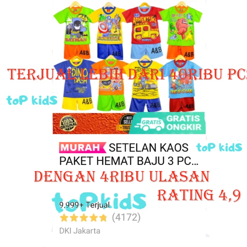 Baju Setelan Kaos Anak Laki-Laki Motif Mobil Cars Big City