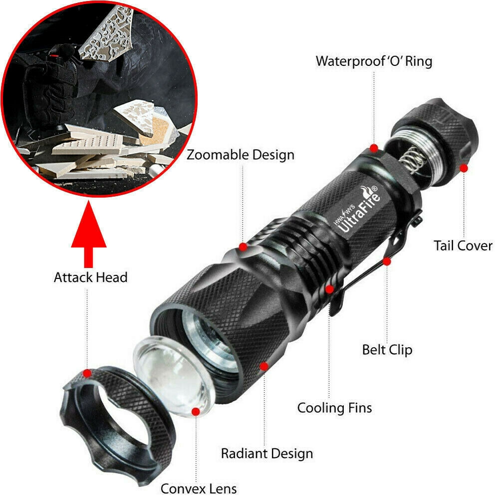 Senter Led X800 Taktis 90000lm Zoom Untuk Militer