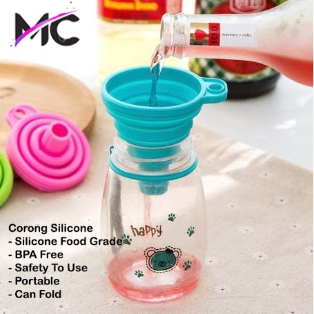 Corong Air Minyak Silikon Karet Lipat Silicone Portable Bulat Flexible Fleksibel Elastis Serbaguna Praktis Untuk Mengisi Botol Minum Kecap Saus Minyak