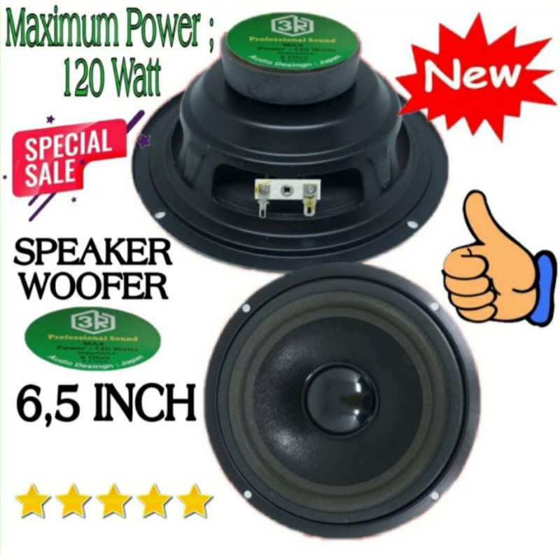 Speaker woofer 3R 6,5 INCH 120 Watt 8 ohm Audio sound high qualiti