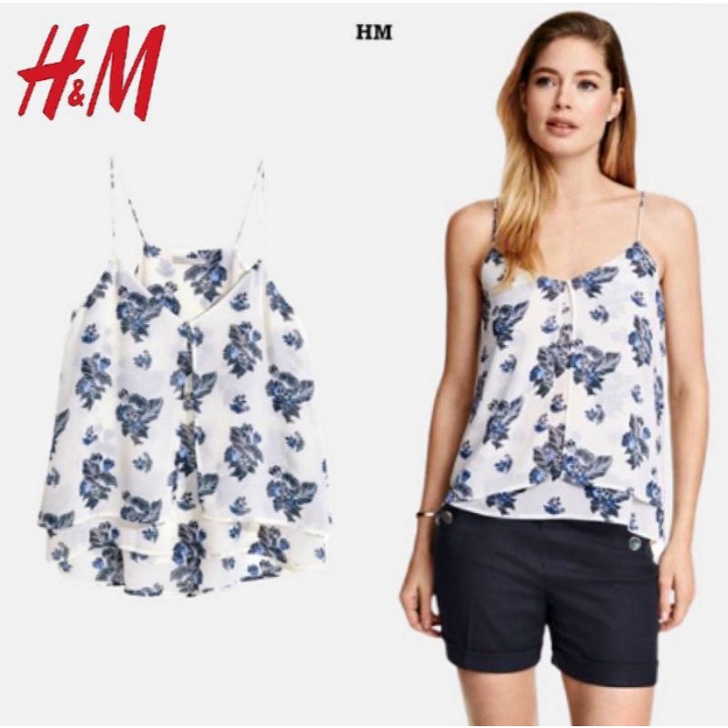 H&M TANKTOP BLUE FLORAL | ATASAN TANKTOP H&M ORIGINAL BRANDED