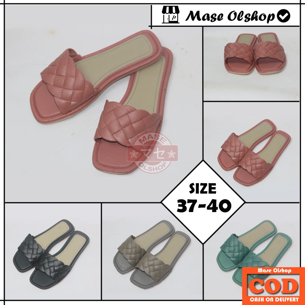 Sandal Slop Wanita Murah Bahan Karet Boloni Gisel