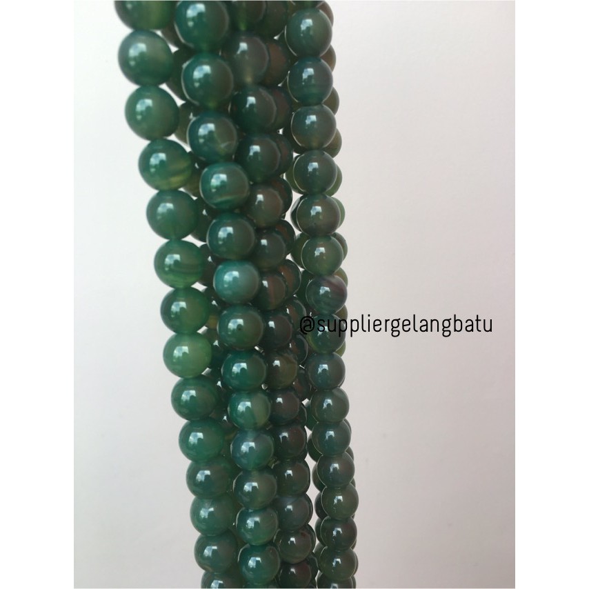 supplier bahan batu giok green jade akik hijau alam 12mm gelang kalung