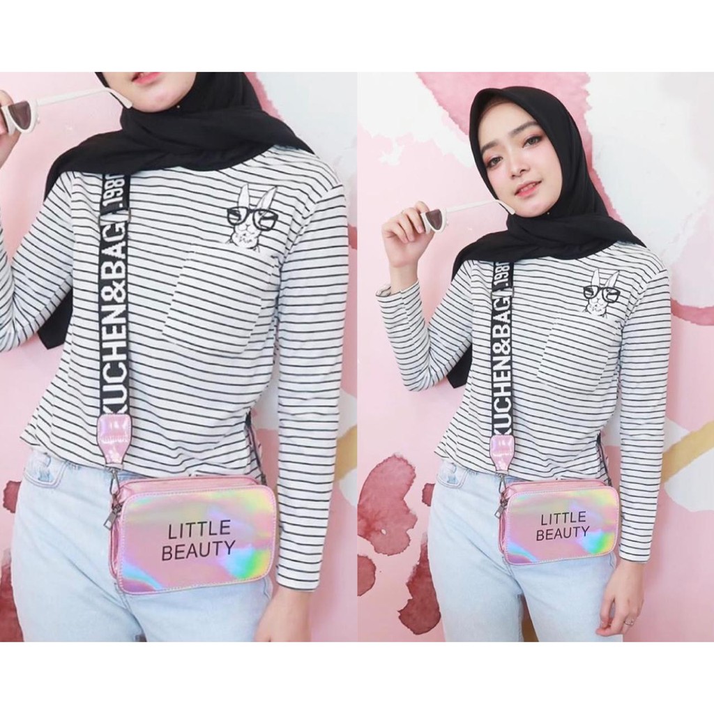 VS GG - baju atasan lengan panjang salur wanita BUNNY