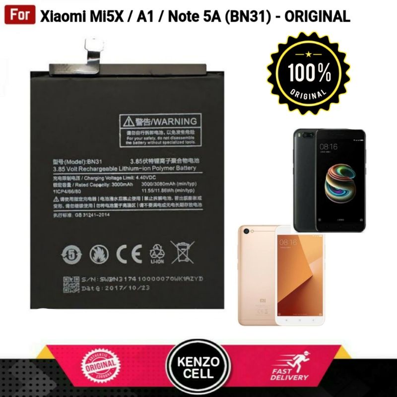 Batre Xiaomi Mi 5X MiA1 Original - Baterai Asli Mi5X Mi A1 Note 5A BN31 Bn 31 Battrey Batrey Baterai