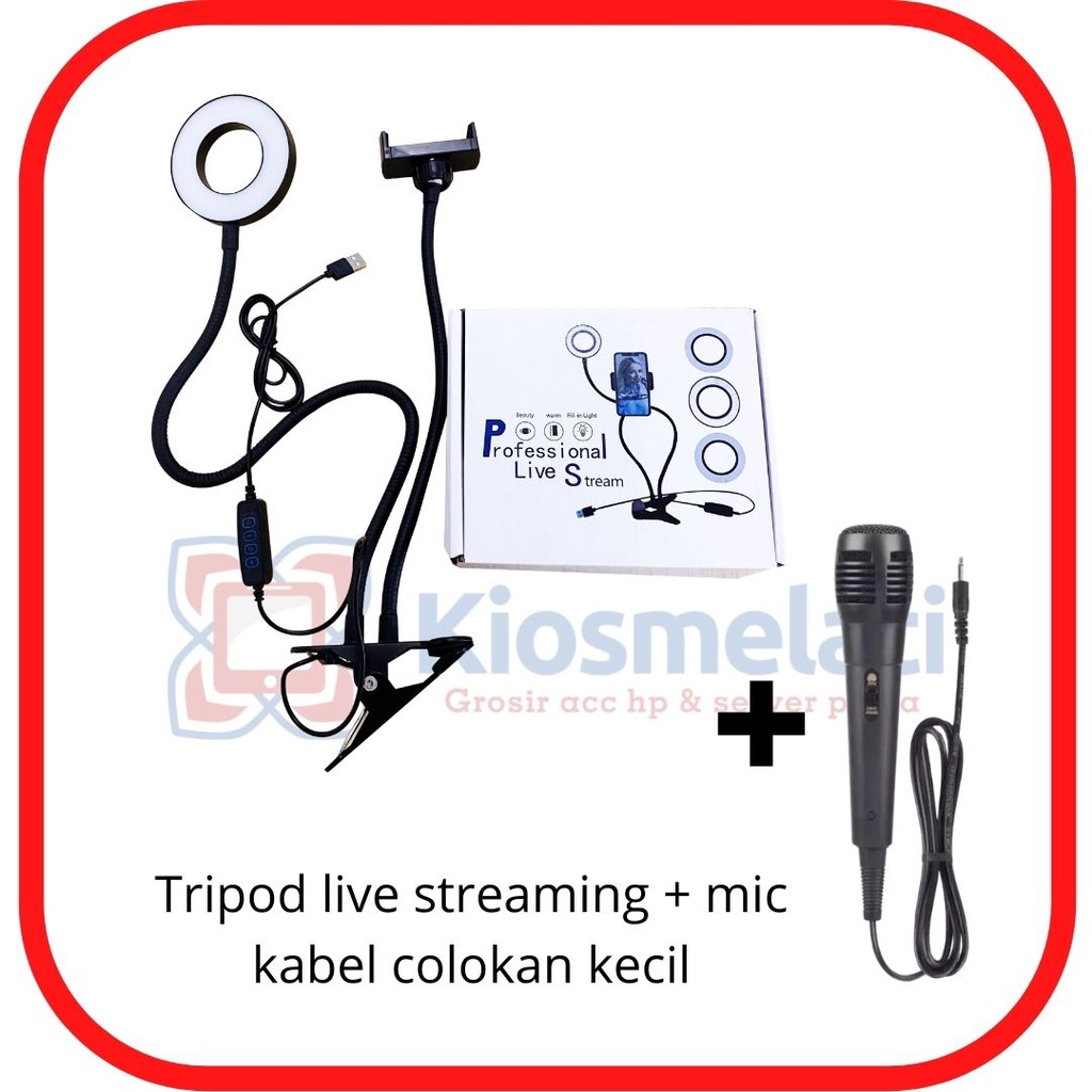 promo Tripod HP live Streaming plus mic kabel kecil / tripod hp live streaming plus mic kabel besak 