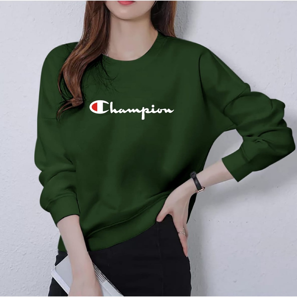 BISA COD ~ BAJU TRENDY CHAMPION WANITA TERBARU-KAOS DISTRO CEWEK KEREN LENGAN PANJANG MASA KINI DAN TERLARIS