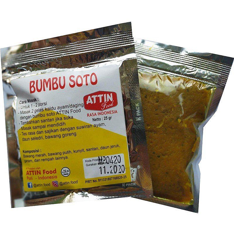 

Bumbu Instan Soto Bening Siap Masak (non pengawet)25 gr