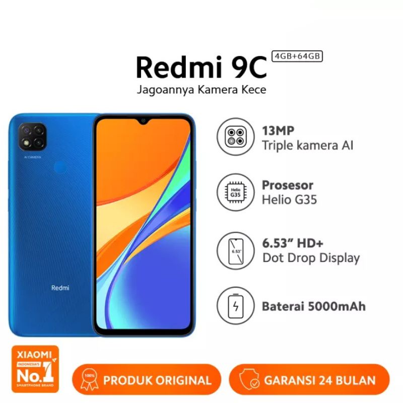 Redmi 9C 4/64 GB Garansi Resmi-Twilight Blue