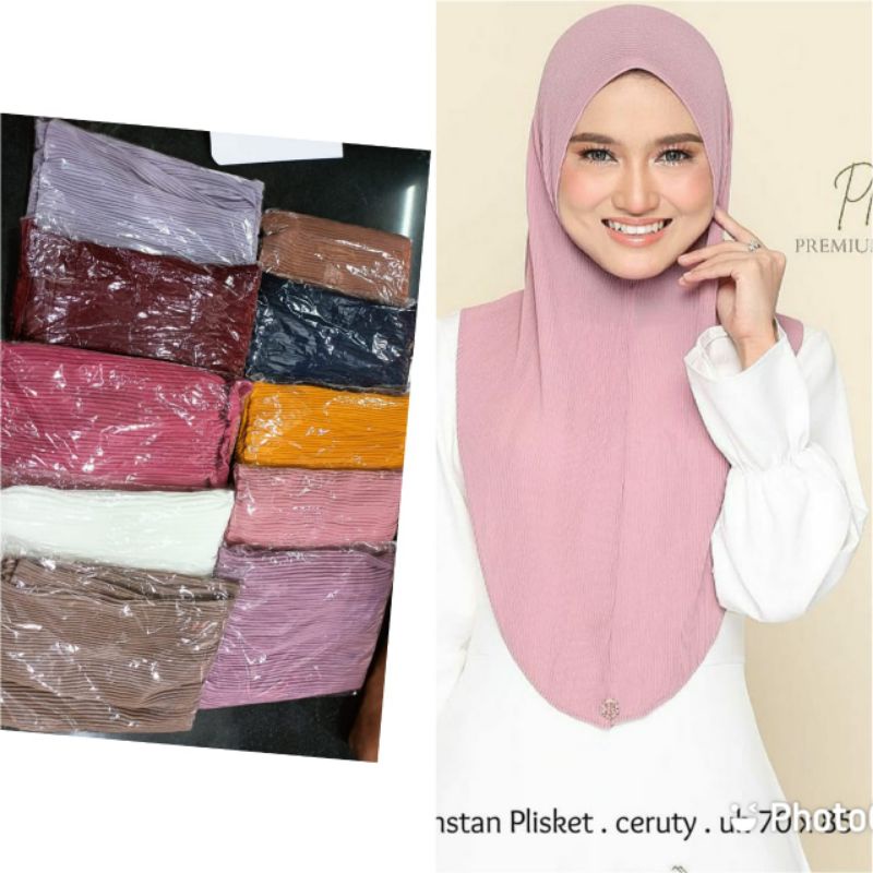 jilbab instan plisket