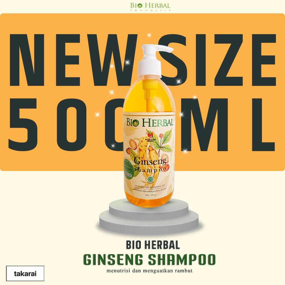 Takarai 500ml Shampo Ginseng Bio Herbal New Size dengan Ginsenosida Memberi Nutrisi Ekstra untuk Akar Rambut Tumbuh Lebih Kuat dalam 7 hari - ORIGINAL BPOM