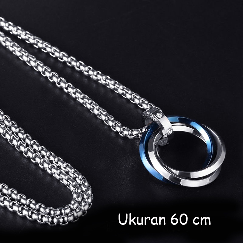 Kalung stainless steel titanium pria keren anti karat tidak luntur