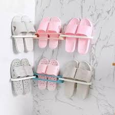 Rak Sandal Tempel Dinding 3 In 1 / Rak Sepatu Tempel / Rak Penyimpanan Tempel - Rak Sendal Gantung Tempel Keramik Kaca - Rak Sendal Gantung Lipat - Rak Slipper Trendy Bisa 3 Sendal