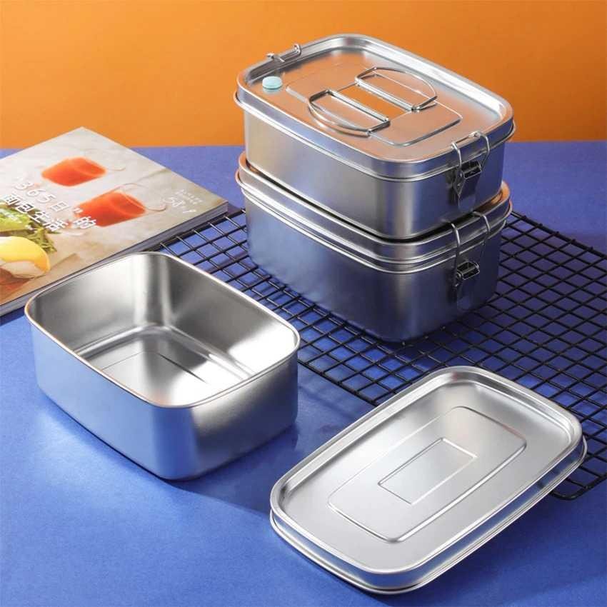 Kotak Makan Bento Lunch Box Stainless Steel Compartment - HS233 - SIlver