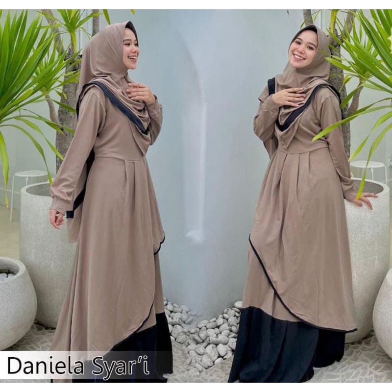 Gamis Syari Set Hijab Emery Dress LD110-130cm LEBARAN 2023