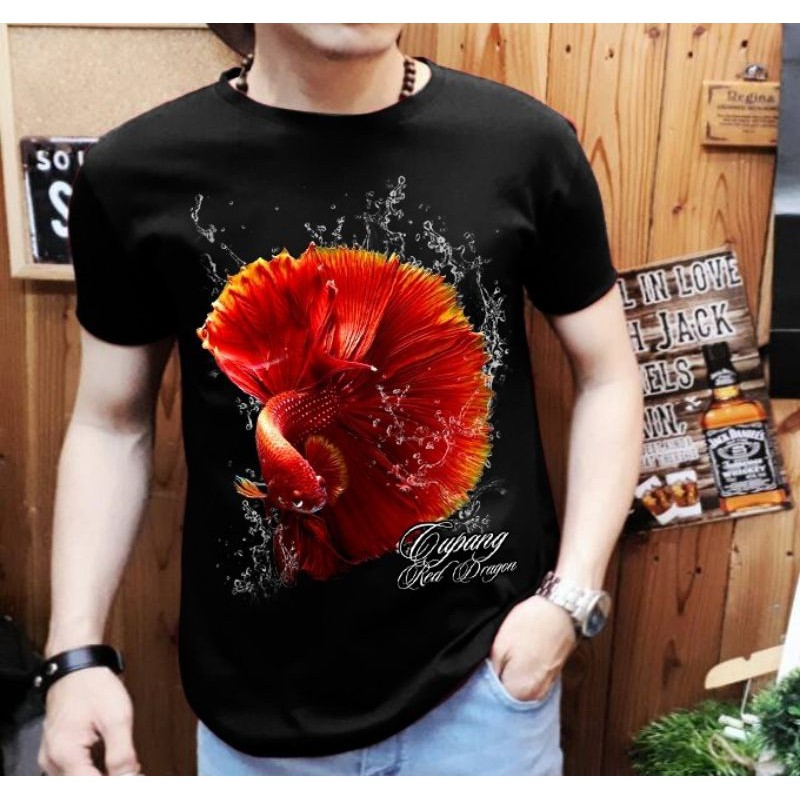 BISA COD KAOS PRIA CUPANG RED DRAGON