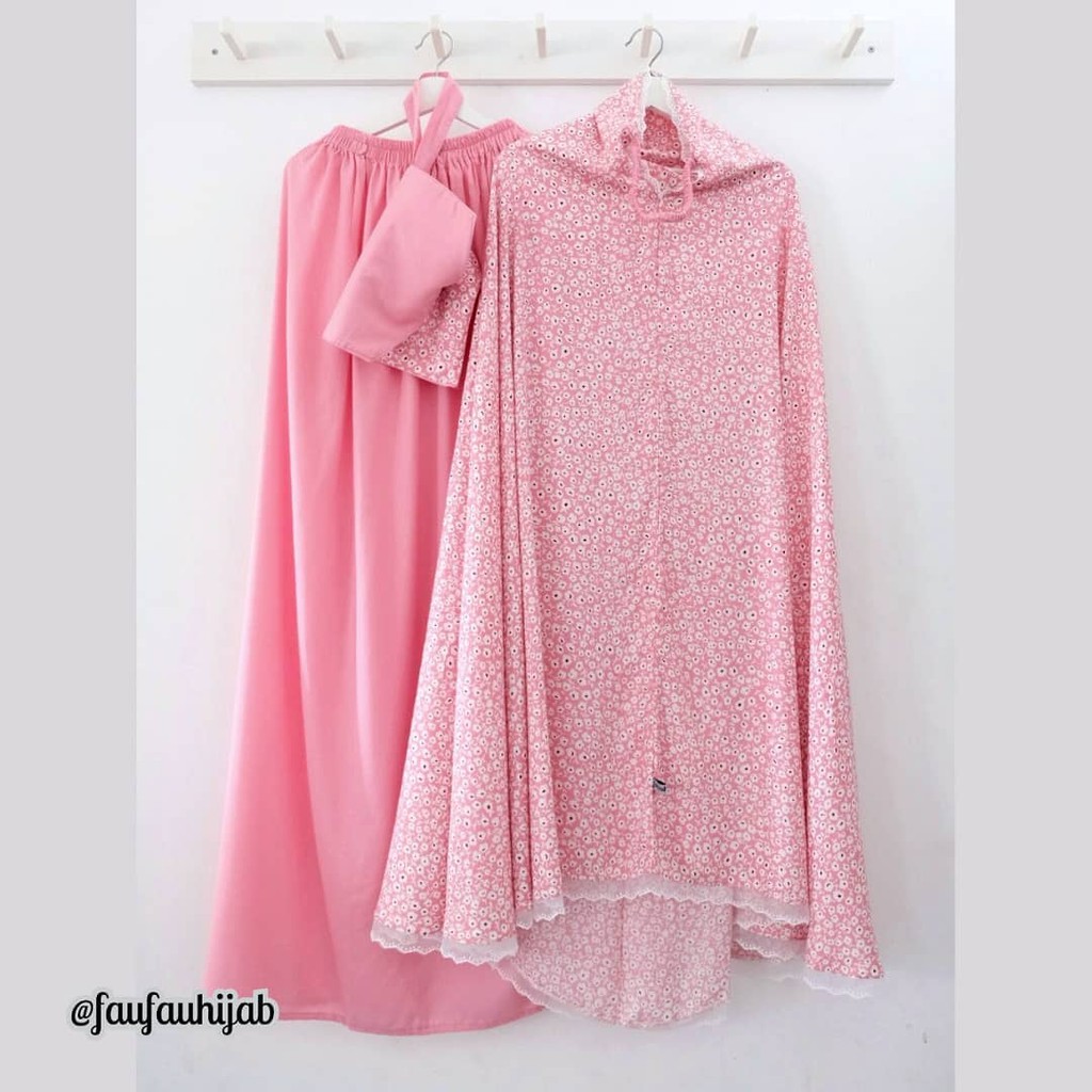 Mukena Faufau butik Selma rossi bunga kecil pink