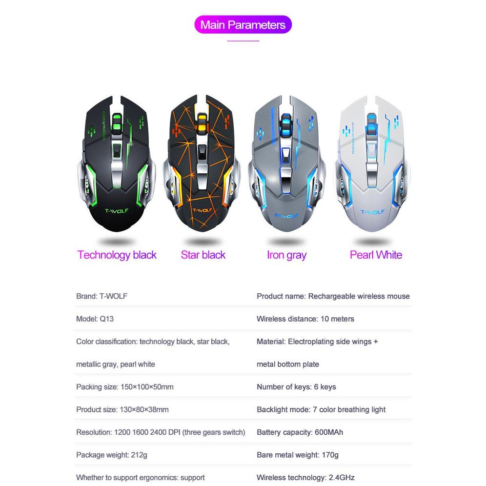 Mouse Gaming Wireless Led Forev Q13 (Rgb) Silent Mouse Upupin Cod