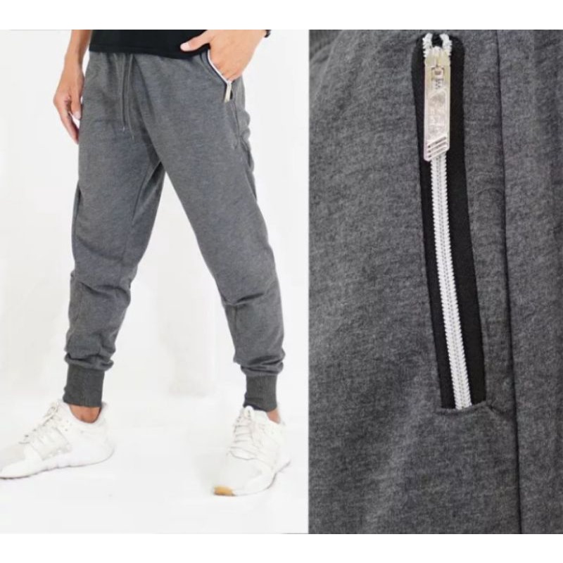 Celana Joger Polos Double Zipper Jogger panjang