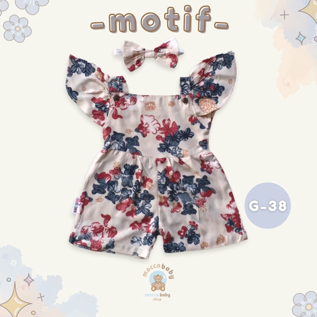 MBSS - BBB JUMPSUIT LAURA setelan anak perempuan jumper bayi motif bunga lucu free headband