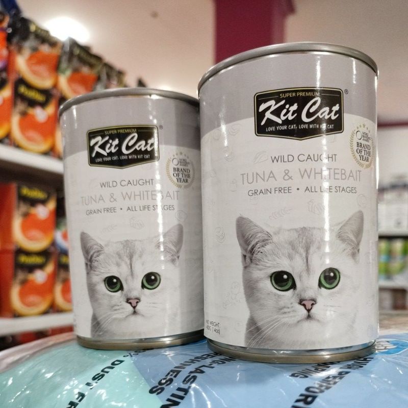 makanan kucing basah kaleng 400gr kit cat - RASA TUNA WHITEBAIT