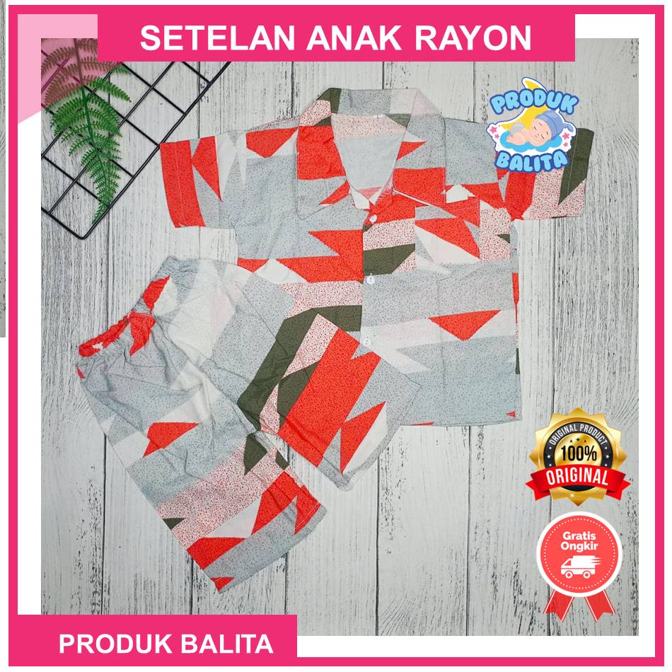 One Set Rayon Anak lak-laki Perempuan  Setelan Rayon Terlaris Usia 1-5 Tahun Terlaris