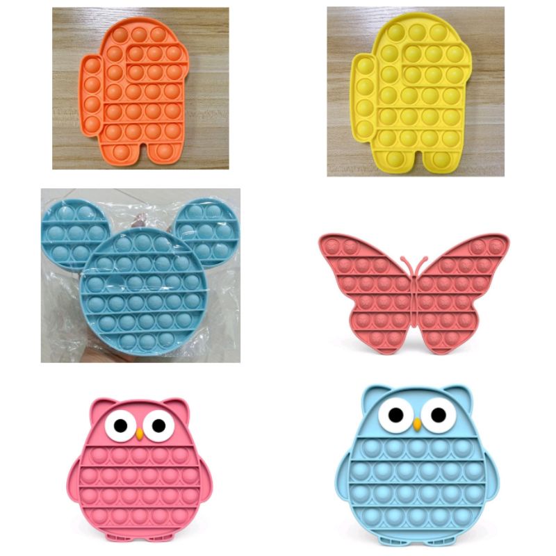 fidget pop it,pop it,mainan edukasi,mainan viral tiktok,pop it owl,pop it amoung us