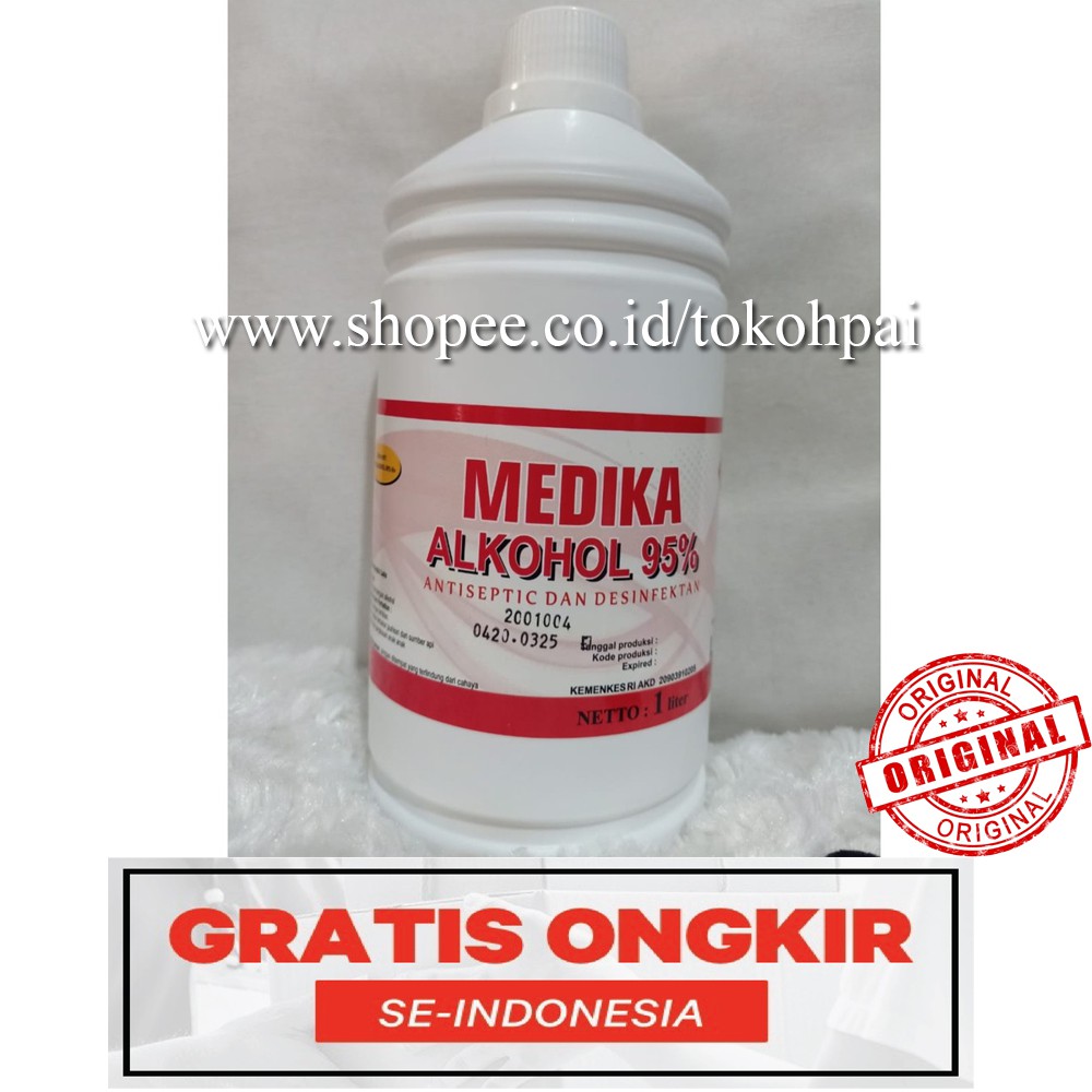 ALKOHOL MEDIKA 95% KEMASAN 1 LITER / CAIRAN ANTISEPTIC DAN DESINFECTAN MEDIKA