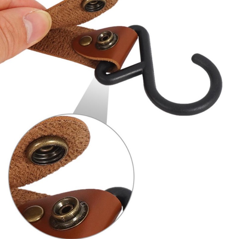 Rak Kait Gantungan Kunci Bentuk S Segitiga Bahan Kulit PU Untuk Camping Hiking Outdoor