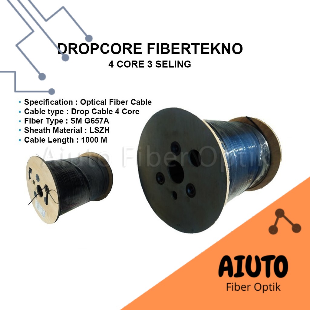 Kabel Dropcore Fiber Tekno 2 Core 3 Seling 1000 Meter/1km Dropware