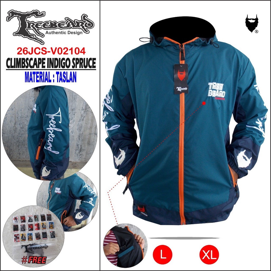 AR JAKET HOODIE PARASUT / JAKET HOODIE OUTDOR PRIA DAN WANITA CLIMBSCAPE ANTI AIR ORIGINAL TREBEARD