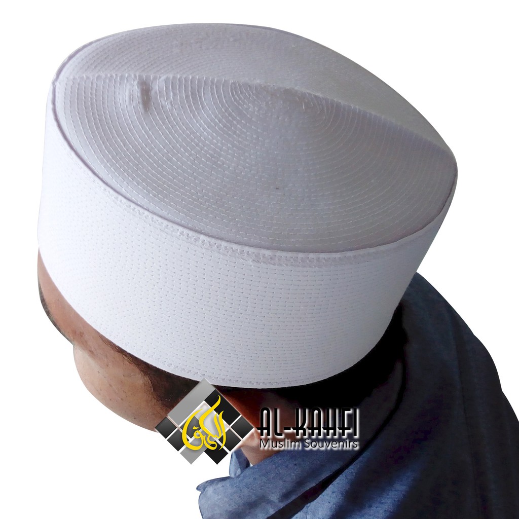 No 6 - Topi Peci Songkok Kopiah Kopyah Assagofah Haji Dewasa Bukan Anak Warna Putih Polos - Mukarrom-1