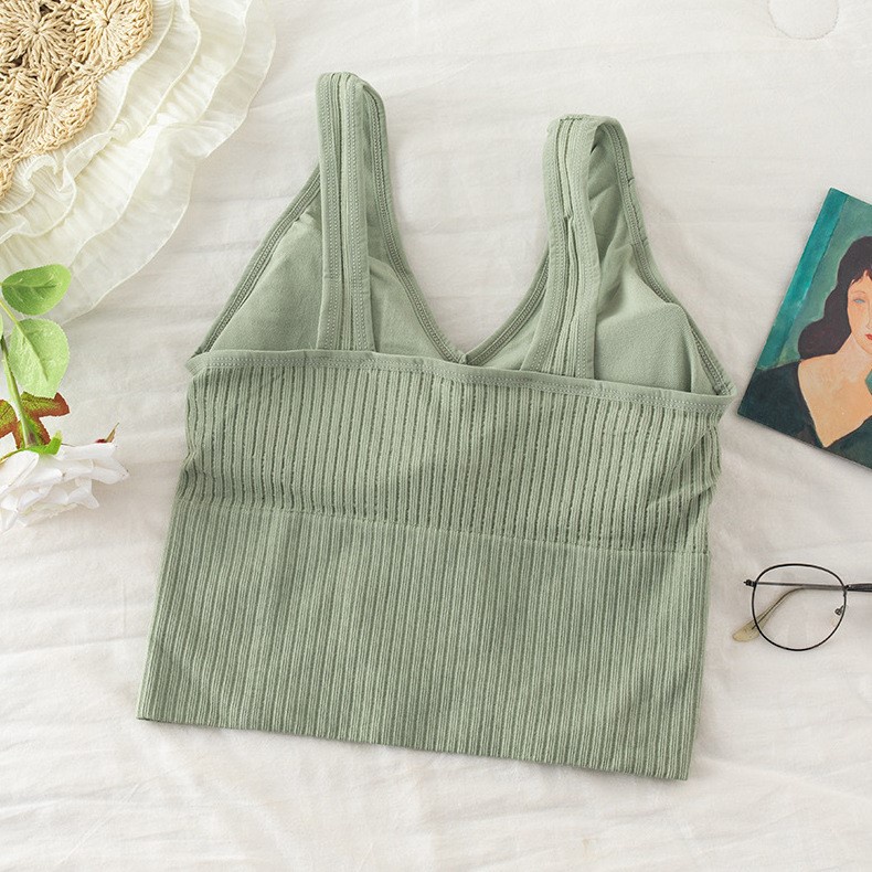 ✅𝐅𝐎𝐈𝐒𝐒® Tank Top Wanita Atasan Push Up Pakaian Dalam Rajut Garis 1243