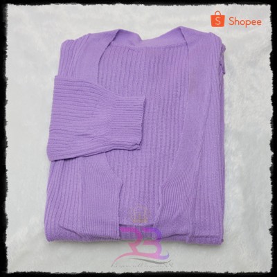 LONG CARDIGAN RAJUT WANITA || CARDY RAJUT || BELLE OVERSIZE / CARDI OUTER / CARDY POLOS-LILAC/LAVENDER
