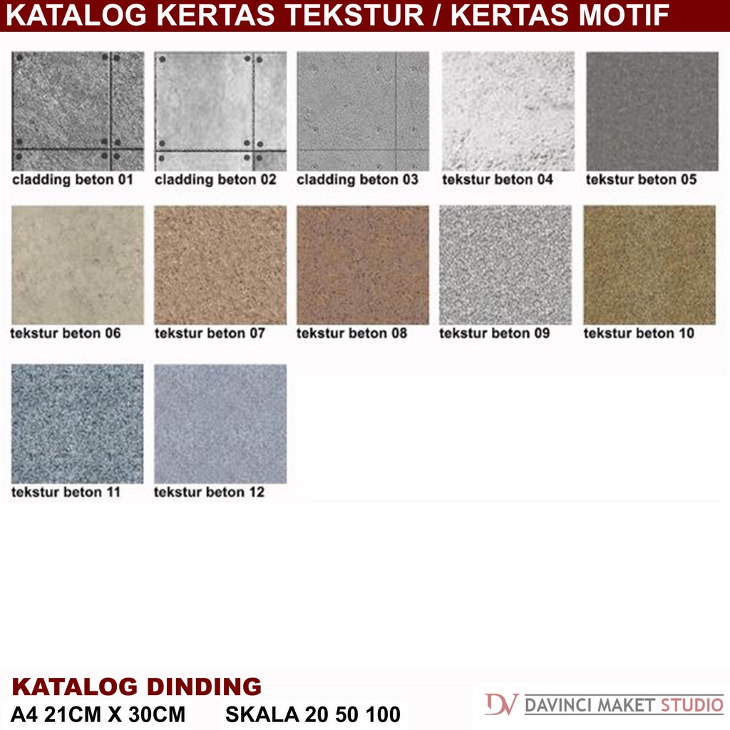 

Kertas Tekstur Bahan Dinding 04 Maket Diorama - Motif Dinding Beton Cor Cladding Dak Acian Semen Concrete Exspos Industrial A4 21cm x 30cm skala 1:20 1:50 1:100