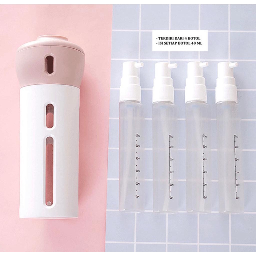 BOTOL TRAVEL 4 IN 1 BOTTLE TEMPAT SABUN LOTION SHAMPOO JALAN JALAN