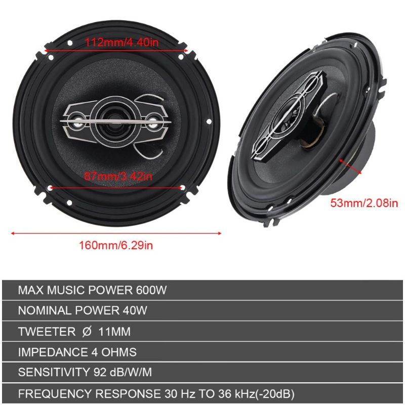 COAXIAL SPEAKER PINTU MOBIL 6.5 INCH 600WATT 4 WAY HIFI CAR LOUDSPEAKER 2 PCS YL-1698B