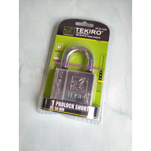 TEKIRO 50 MM Gembok Nikel Leher Pendek Padlock Short 50mm