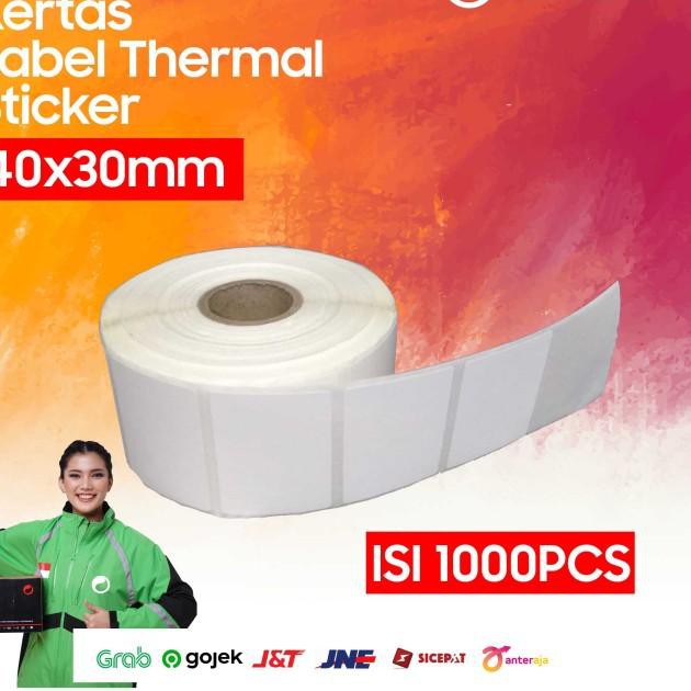 

qwr-889 KERTAS LABEL BARCODE XPrinter XP-360B XP385 (1 LINE) THERMAL 40X30 MM - ISI 1000PCS