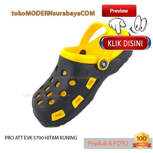 PRO ATT EVK 5700 HITAM KUNING sandal anak sandal bakpao ringan