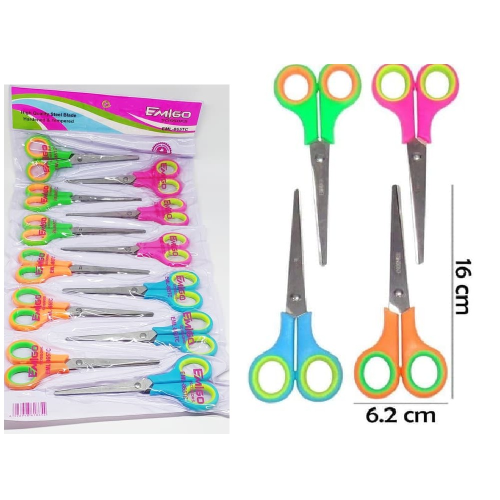 Gunting Kertas Sedang Tanggung 16 cm Warna Emigo Scissors EML-865TC - 1 Lusin