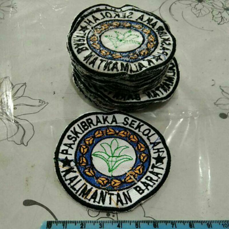 GROSIR 16 BUAH KAIN BORDIR LAMBANG BAJU SERAGAM PASKIBRA PASKIBRAKA SEKOLAH KALIMANTAN BARAT KALBAR 