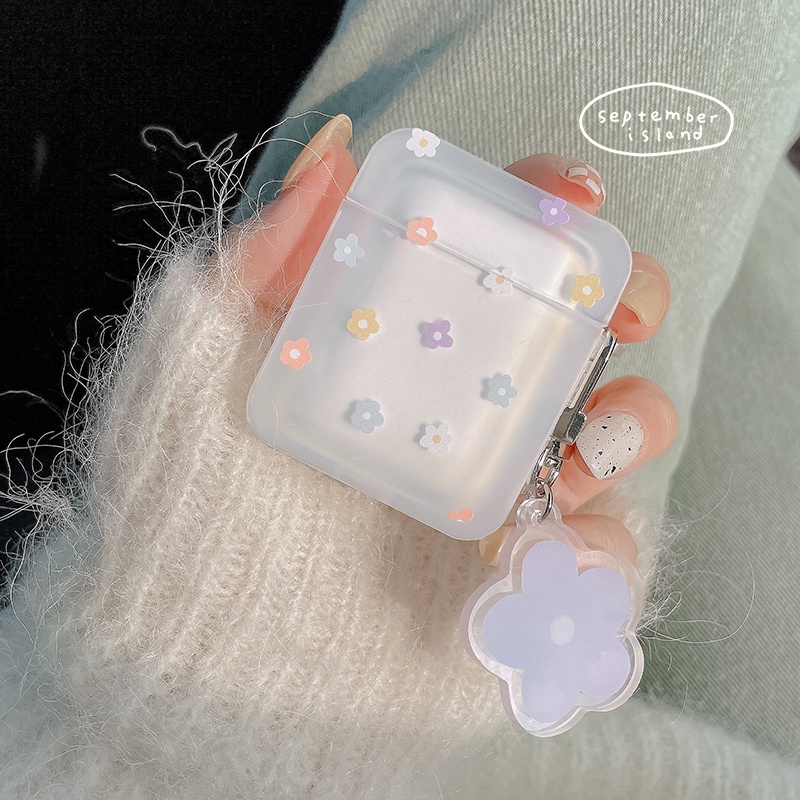 Case Bunga Segar Kecil Kompatibel Untuk Airpods1 2 Pro 3rd Case Purple Flower Case Kompatibel Untuk AirPods Pro3 Case Dengan Gantungan Kunci Lanyard