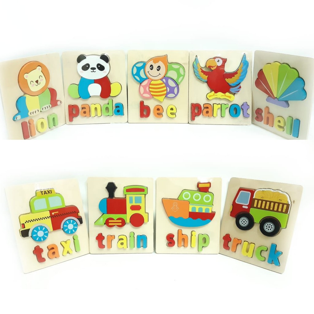 PUZZLE KAYU MAINAN EDUKASI ANAK PUZZLE 3D 3 DIMENSI TIMBUL WOODEN PUZZLE KECIL TEBAL BAGUS