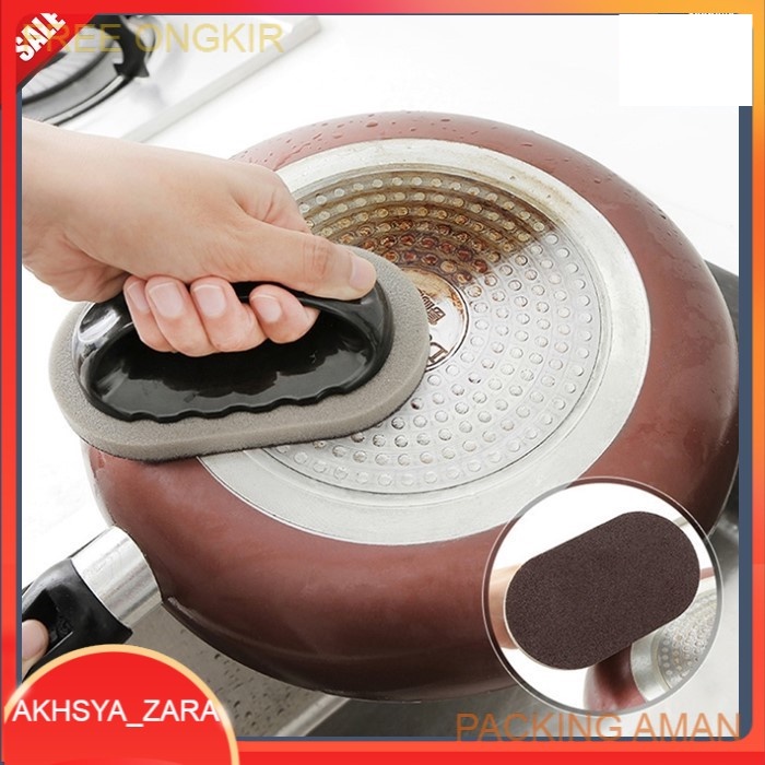 Sikat Nano Magic Sponge Pembersih Kerak Noda Panci Karat Besi Dengan Holder