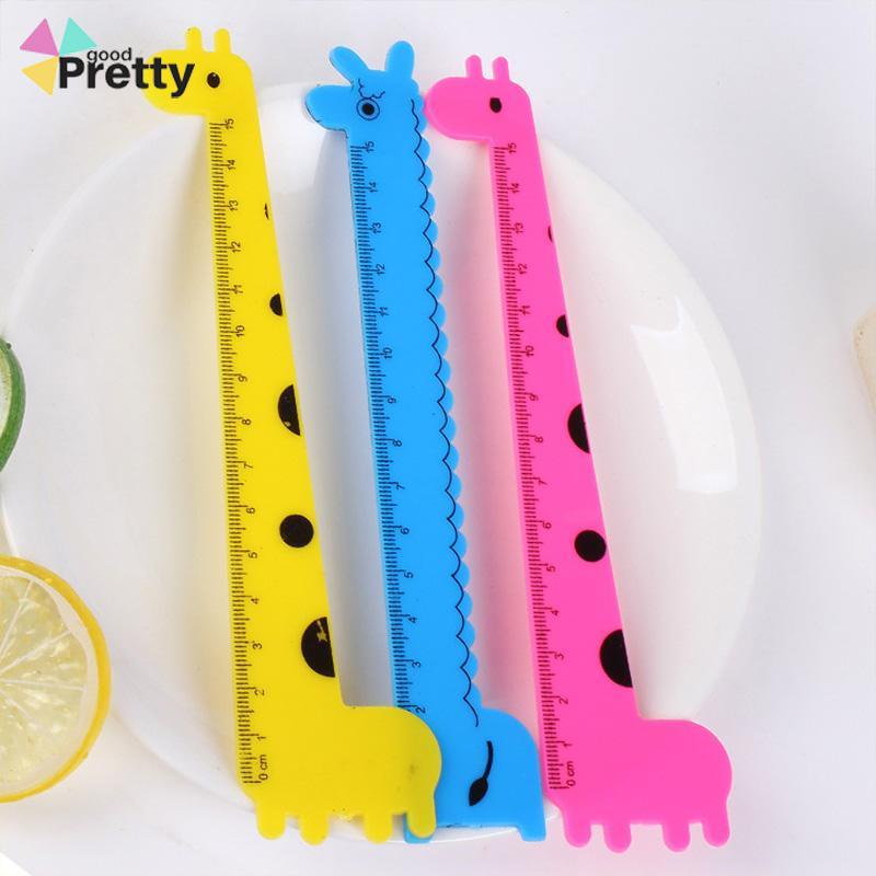 

15 cm Skala Anak Mahasiswa Lucu Kartun Hewan Jerapah Plastik Lurus Penggaris - PD