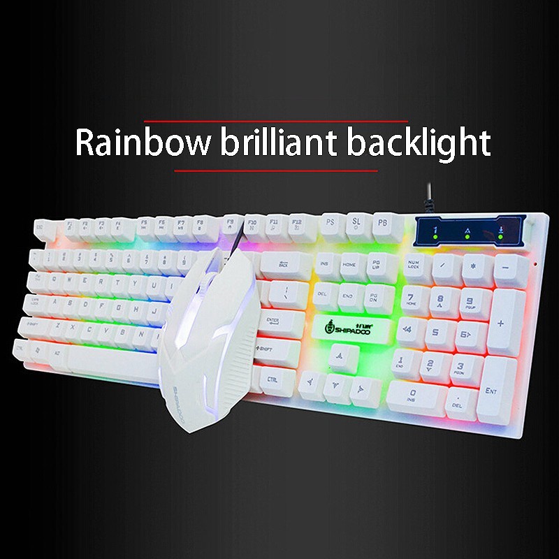 Keyboard + Mouse Gaming Set Shipadoo D280 Manipulator Luminous Rainbow