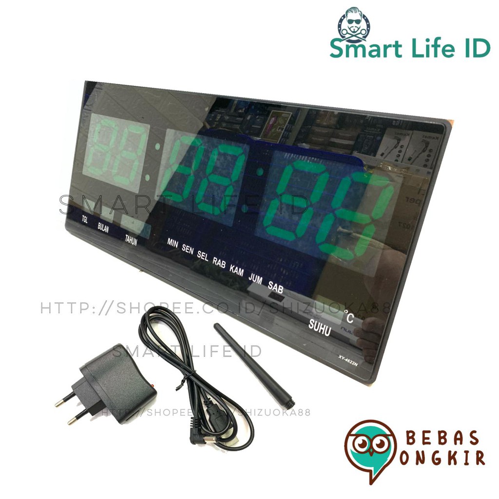 Jam Dinding LED Digital Clock Jam Meja Dekorasi Hiasan Dinding Rumah XY 4622 Hijau